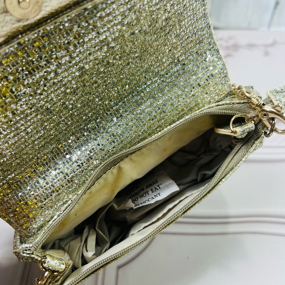 New Without Tages Sparkly Gold Mesh Purse Handbag Crossbody Chain Strap. - Picture 7 of 10